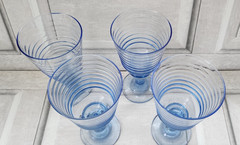 Vintage Libbey Sirrus blue water wine goblet ribbed stemmed 7″ holds 12 fl oz