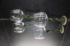 PAIR Enamel Bejeweled Rhinestones Grape Stem Wine Goblets
