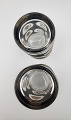 Libbey Black Textured Gold Coins Of The World Tumblers 22k Gold Vintage Set Of2