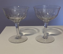 Set of 2 Vintage Champagne Coupe Glasses Dessert Dish Flower Fern 4.5”H Pair