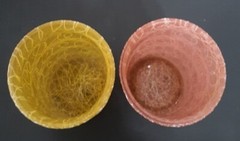 Set of 2 50s Rubber Spaghetti String Glass Tumbler MCM Beverage Cup 12oz Vintage