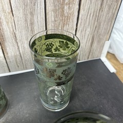 Vintage Golden Grapes Barware Glasses Grapes Columns Cera Mid Century