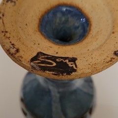Studio Pottery Layered Drip Glazed Chalice Stoneware Goblet