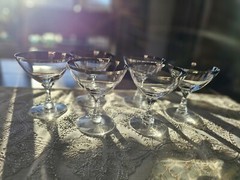 Vtg «Wedding Ring» Crystal Fostoria Champagne Stemware Made In The US 1953-1975.