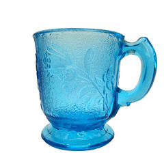 1883 EAPG Campbell Jones & Co Rose In Snow (OMN) Handled Mug Cup Blue Glass