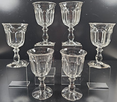 6 Imperial Glass Old Williamsburg Clear Water Goblets Vintage Stemware Retro Lot