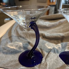 Libbey Bravura Martini Glasses Set Of 2 Cobalt Blue Curved Stem