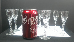 Libbey Rock Sharpe Crystal, # 3005, Cordials, Qty 9, USA, c1960’s, ExCd, MCM