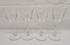 Rock Sharpe Arctic Rose Wine Glasses Set of 4 Vintage Glass 2 Sm Scratches USA