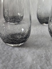 Pier 1 Crackle Highball Tumbler Glasses Smoke Gray 5 7/8″ Discontinued Set of 4