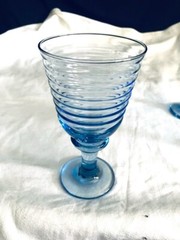 LIBBEY SIRRUS BLUE C1997 3 LARGE GOBLETS 7 INCHES PERFECT MINT CONDITION