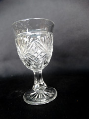 EAPG Imperial Glass Clear #349 Pattern Wine Stem 2.2 ounces Very Good Used Cond.