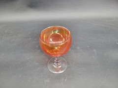 Vintage Iridescent Tangerine Glass Wine Glass with Long Stem 6.5″ Tall