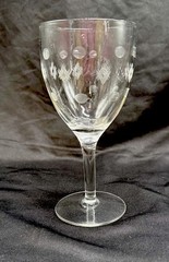 Standard Glass Co Criss Cross Etched Water Goblets Set 6 VNTG 6.75″ Wine Glass