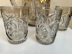 EAPG Antique Pitcher New Martinsville Glass Tobin Leaf & Star Uranium Glows 711