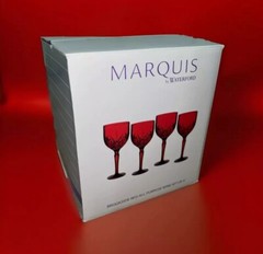*NEW* MARQUIS by WATERFORD Brookside Red Crystal Wine Glasses 8.5″ Box Set of 4