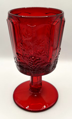 LG Wright/Westmoreland Ruby Paneled Grape Water Goblet | Vintage