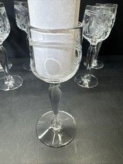Vintage Etched Cordial Glasses Frosted Floral Stemware Shot Liqueur Glasses/7pcs