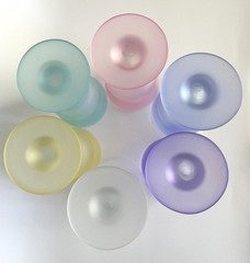 Vintage Set of 6 Libbey Watusi Soda Fountain Satin Frosted Fundamentals Glasses