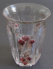 ANTIQ EAPG JEFFERSON #271 CRYSTAL w/ROSE & GOLD FLOWERS ON ALTERNATE PANELS~4.25