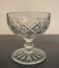 Vintage Anchor Hocking Glass Clear Waterford Waffle Champagne Sherbet Set Of Two