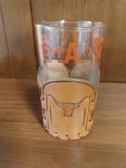 VTG LIBBEY BAMCO WESTERN TEXAS HORSE RANCH TOOLED LEATHER BARWARE HIGHBALL GLASS