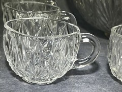 Vintage 8 Serving Brockway Punch Bowl Set W/ Box Ladle & Hooks Party Glassware