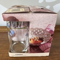 Unused CORELLE Impressions BLUE DUSK Set Of 4 Glass Tumblers Corning Box Vintage