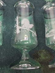Canadian Hunting Wildlife Cocktail Glasses Wood Case Set 6