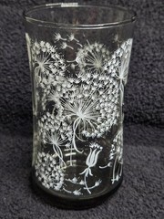 Vintage Libbey Dandelion Puff Smoky Gray Highball Tumblers Set 4 MCM