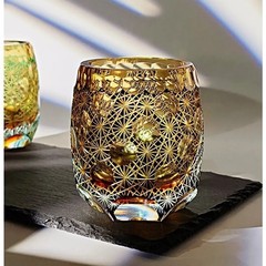 Luxury Cut Crystal Whiskey Glass Edo Style Kiriko Glass Hand Cut To Clear Green