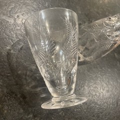 Stuart ELLESMERE Crystal Cocktail Glasses Juice Footed Set 2 Fern Mid Century