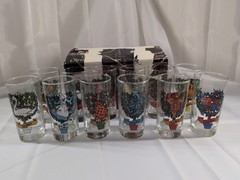 VTG Indiana Glass Twelve Days of Christmas 12oz Set Of 12 Glasses Tumbler In Box