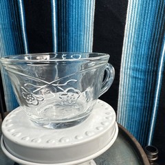 VTG Anchor Hocking Savannah Clear Glass Punch Cup With Plastic S Hook For Bowl.