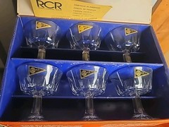 Royal Crystal Rock Goblets ~ RCR Zeus Crystal Glasses w/ Original Box ~ 4-1/2”