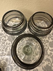 Mexican hand blown Glass Goblets Black Swirl Pattern Set of 3 Round