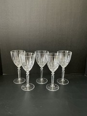 Oneida ORCHESTRA Crystal Wine Glasses 7 1/4” Set Of 5 Cut Star Pattern ONCORE