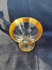 Low Sherbet Champagne Optic Gold Band with Roses Optic Bowl Gold Rim Base