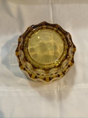 Vintage Amber Glass Thumbprint Pattern Bowl 5″x3.5″ Mid-Century Modern USA