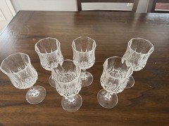 Set Of 6 Cristal D’ Arque Longchamp Crystal French Wine Goblets