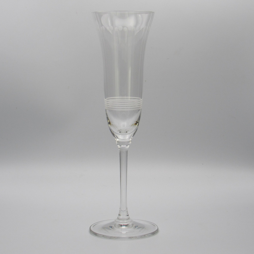 Wedgwood Vera Wang Classic Etched Circles Crystal Champagne Flute Trumpet Glass