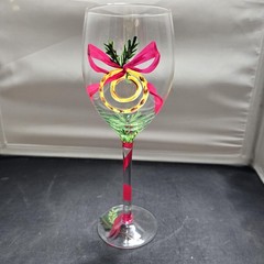 Block Basics 12 Days of Christmas Goblet 5 Golden Rings Hand Painted 9 inches