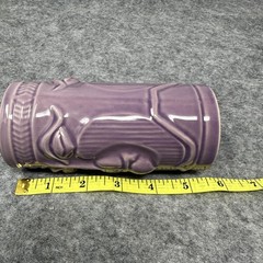 Vintage 2001 Accoutrements Tiki Mug Purple Ceramic 6.5in Barware Polynesian