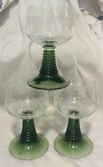 Luminarc Rib Beehive Stem Etched Grape Vines Cordial Set 6 Wine Glasses 1950’s