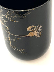 Vintage Japonism Black Opaline Glass W/ Gold Gilt Accents