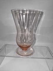 Vintage Pink Paneled Depression Glass Footed Goblet Parfait Glass 5.5” Tall