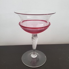Steuben Carder Era Pink Threaded Glass As Is H 5.75″
