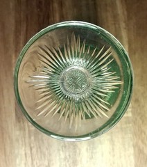 MCM Knittel Überfang 24% Lead Crystal Green Overlay Wine Goblets Germany 4-3/8”