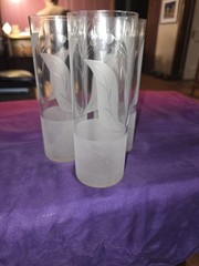 Art Deco Etched Glassware (circa 1950s) Set Of 3