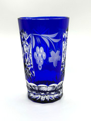 Ajka Marsala Cobalt Blue Cut to Clear Highball Tumbler 5 1/4″